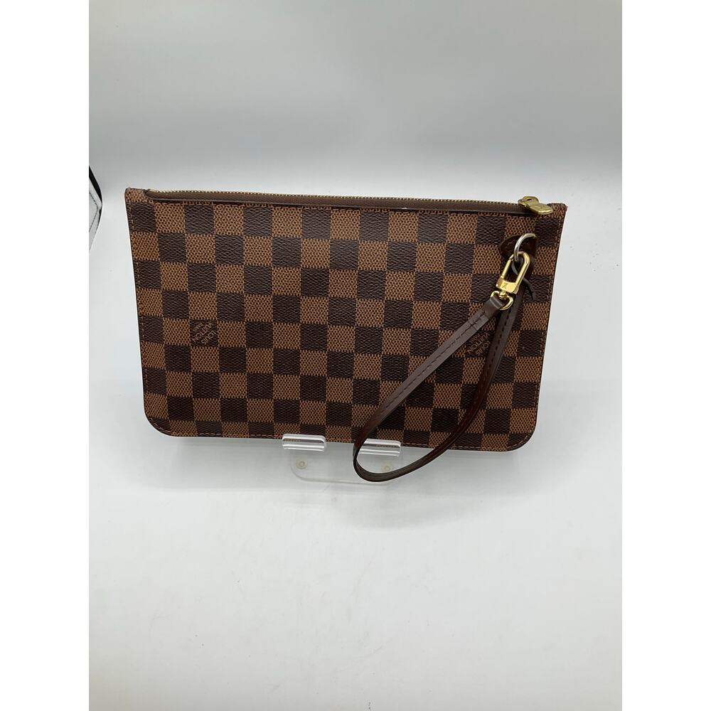 Pre-Owned Checkered Louis Vuitton Clutch- about 9.5 x 6 inches, Brown/Red - Picture 2 of 7